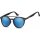 Sonnenbrille matt schwarz mit blau verspiegelten Gläsern