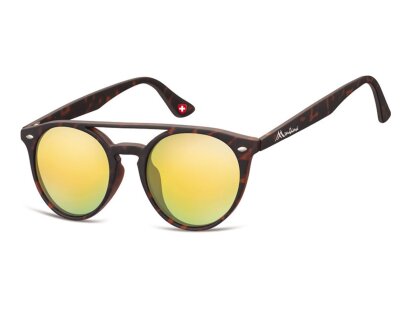 Sonnenbrille in Schildpatt Optik mit gold verspiegelten Gläsern
