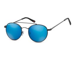 Sonnenbrille schwarz mit blau verspiegelten Gläsern