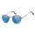 Runde Sonnenbrille XL im 60er Jahre Stil blau verspiegelt