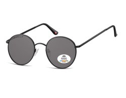 Flache Sonnenbrille in runder Form mit polarisierenden Gläsern schwarz