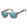 Matt graue Sonnenbrille mit blau verspiegelten Gläsern