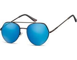 Große Metall-Sonnenbrille blau verspiegelt