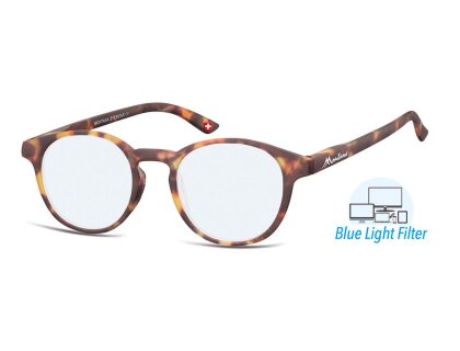 Bildschirm-Lesebrille in flachem Etui matt braune Schildpatt Optik