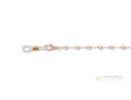 Dekorative Brillenkette mit Kristallkugeln goldfarben clear