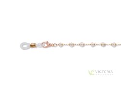 Dekorative Brillenkette mit Kristallkugeln goldfarben clear