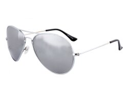 Sonnenbrille mit silberfarben verspiegelten Gläsern