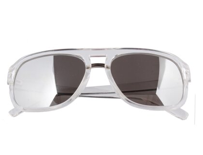Sonnenbrille mit silberfarben verspiegelten Gläsern