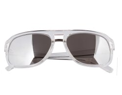 Sonnenbrille mit silberfarben verspiegelten Gläsern