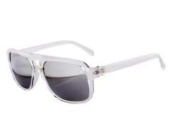 Sonnenbrille mit silberfarben verspiegelten Gläsern
