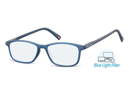 Bildschirm-Lesebrille in flachem Etui matt blau
