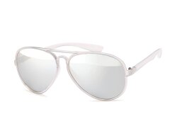 Sonnenbrille mit silberfarben verspiegelten Gläsern