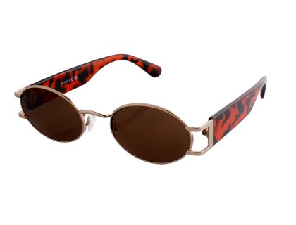 Ovale Damensonnenbrille mit Metallrahmen havanna braun