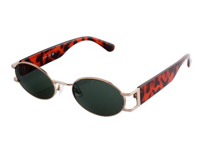 Ovale Damensonnenbrille mit Metallrahmen havanna grün