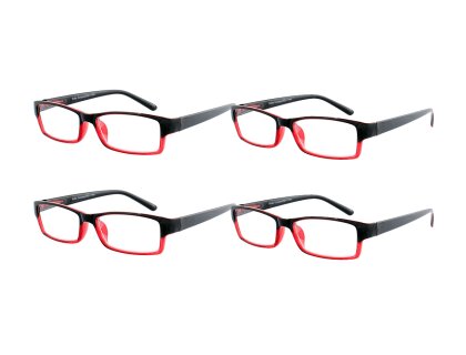 4er Pack Two-Tone Lesebrille mit Flexbügeln schwarz rot