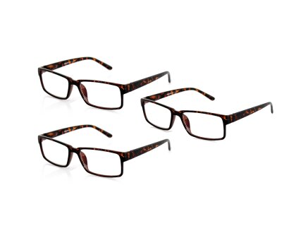 3er Pack Lesebrille KLASSIKO mit Flexbügeln braune Schildpatt Optik