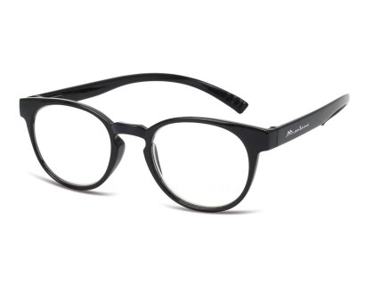 Neckholder Lesebrille in runder Retro-Form mit extra langen Bügeln schwarz