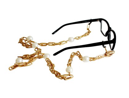 SUNSAZION Glamour Brillenkette mit Zierperlen goldfarben