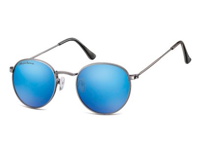 Runde Sonnenbrille im 60er Jahre Stil blau verspiegelt